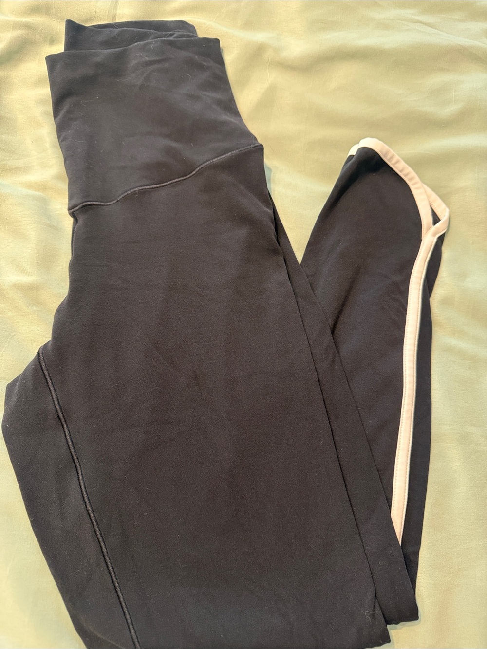 Aerie Black Leggings with Cream Side Trim